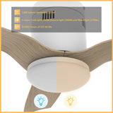 Spezia 52 Inch 3 Blade Flush Mount Smart Ceiling Fan With Led Light Kit Remote White Bamboo Wood