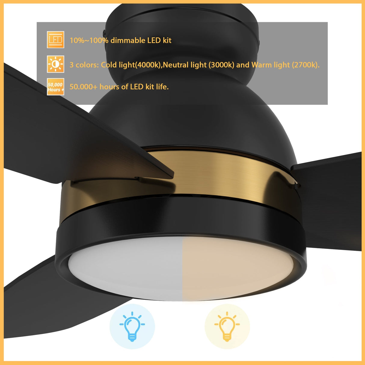 FREMONT 52 In 3 Blade Smart Ceiling Fan With Integrated LED Lights With Google Home