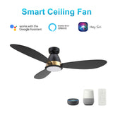 YORK 52 inch 3-Blade Flush Mount Smart Ceiling Fan with LED Light & Remote