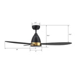 YORK 52 In 3 Blade Smart Ceiling Fan With Integrated LED Lights With Google Home