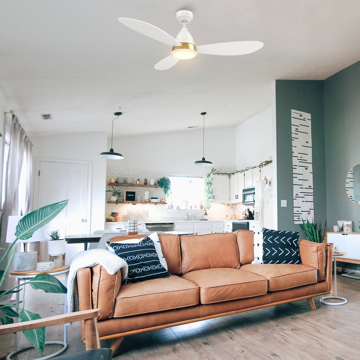 YORK 52 In 3 Blade Smart Ceiling Fan With Integrated LED Lights With Google Home