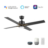 MONTGOMERY 52 In 4 Blade Smart Ceiling Fan With Integrated LED Lights With Google Home
