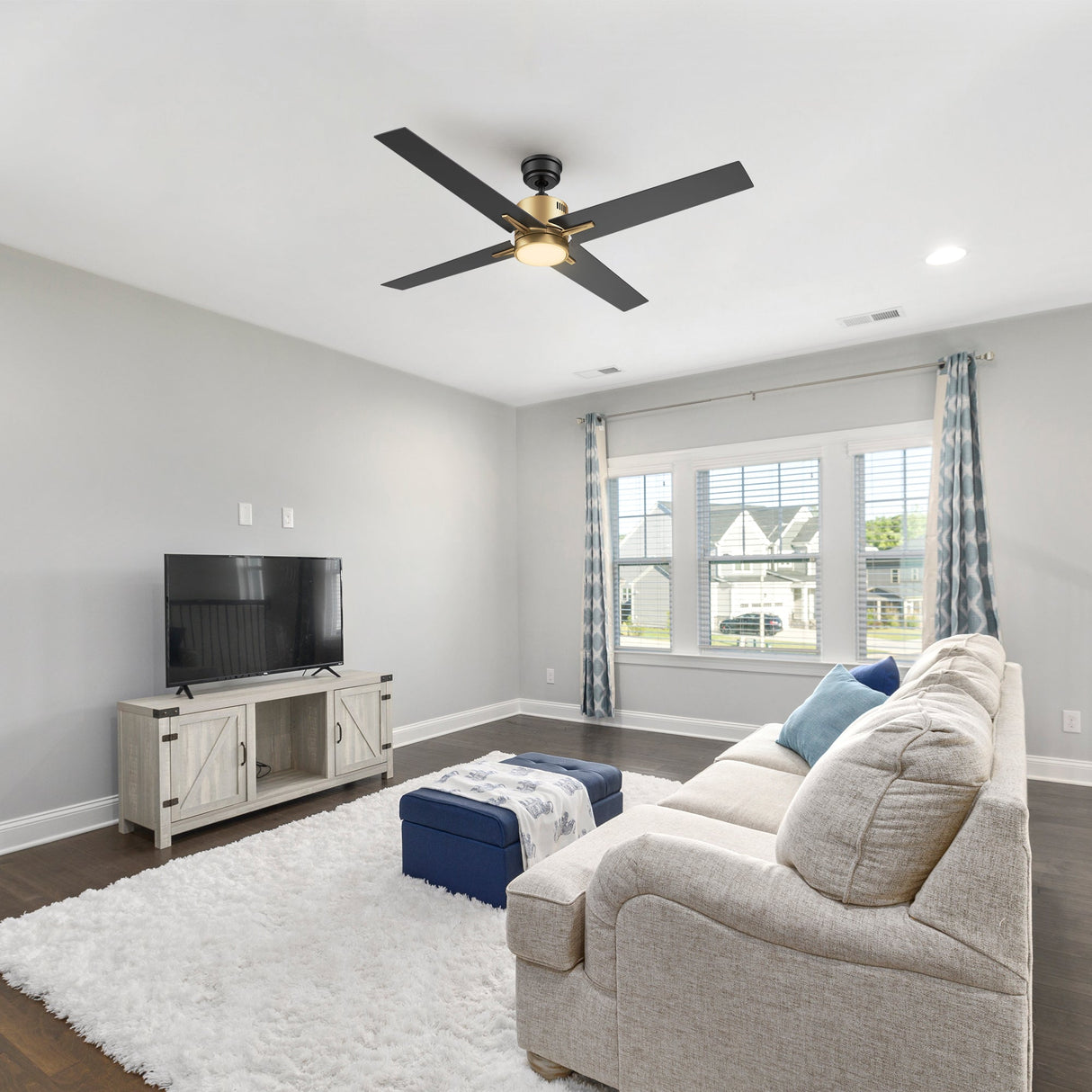MONTGOMERY 52 In 4 Blade Smart Ceiling Fan With Integrated LED Lights With Google Home