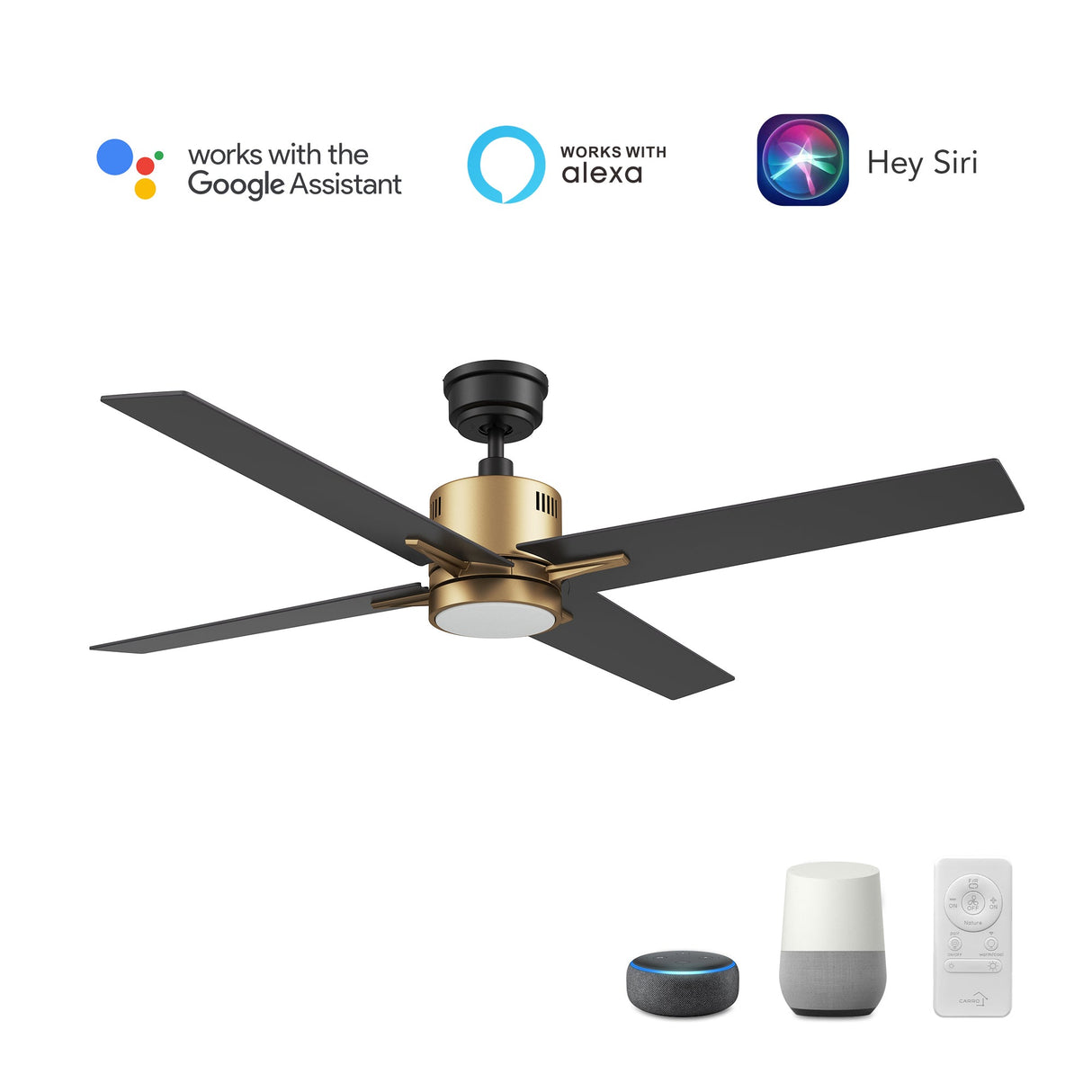 MONTGOMERY 52 In 4 Blade Smart Ceiling Fan With Integrated LED Lights With Google Home