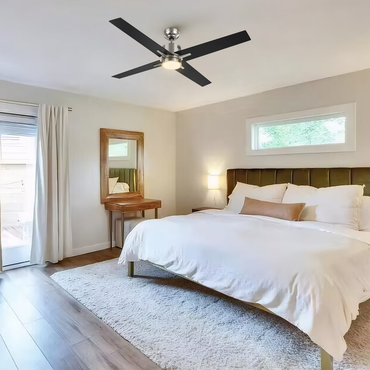 MONTGOMERY 52 In 4 Blade Smart Ceiling Fan With Integrated LED Lights With Google Home
