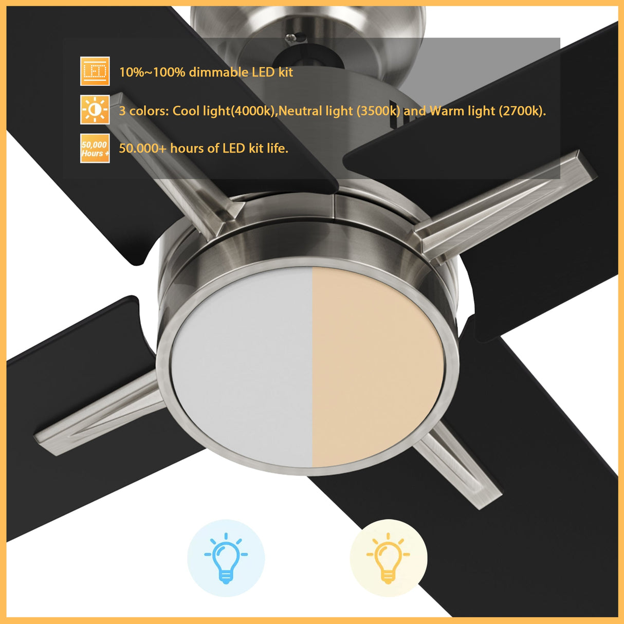 MONTGOMERY 52 In 4 Blade Smart Ceiling Fan With Integrated LED Lights With Google Home