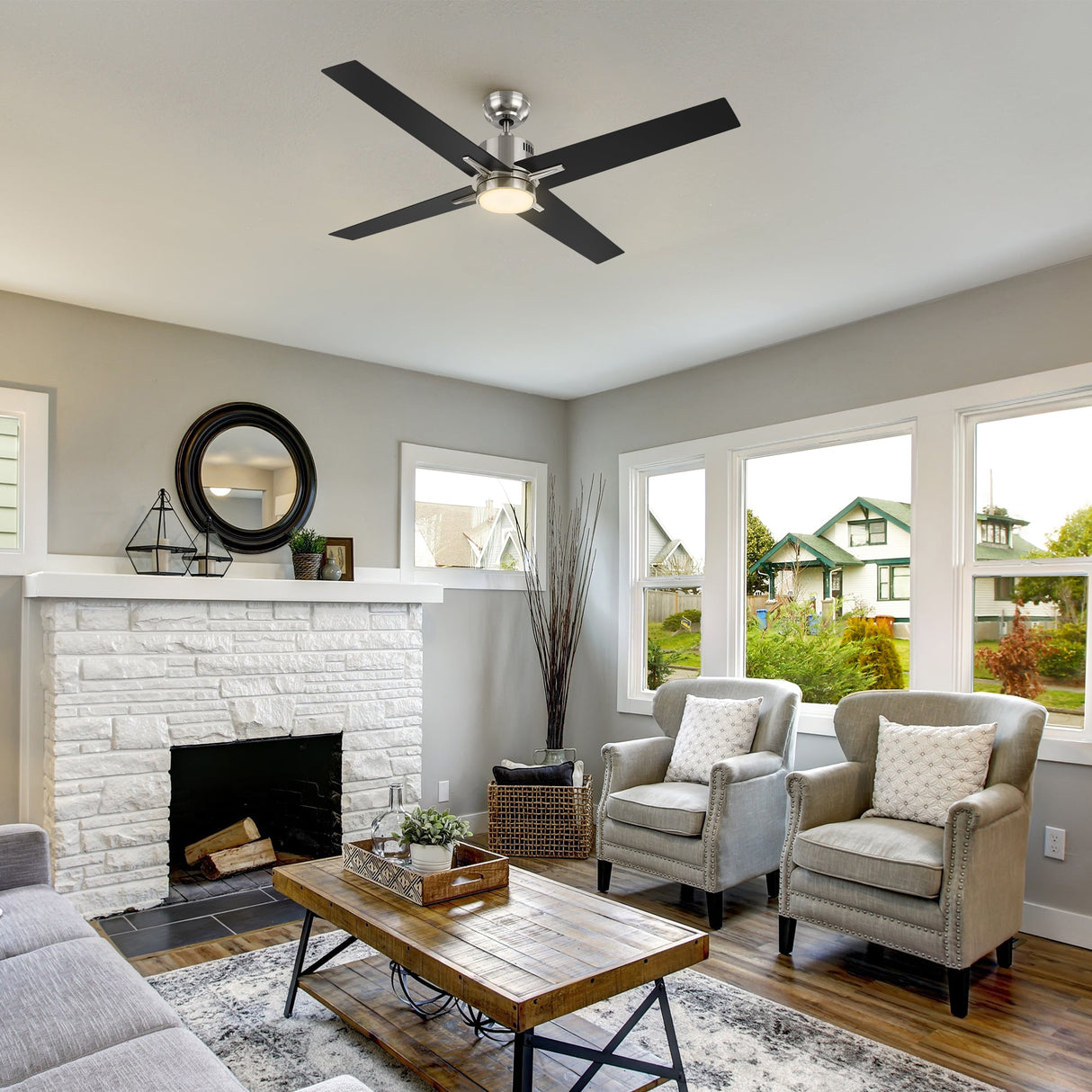MONTGOMERY 52 In 4 Blade Smart Ceiling Fan With Integrated LED Lights With Google Home
