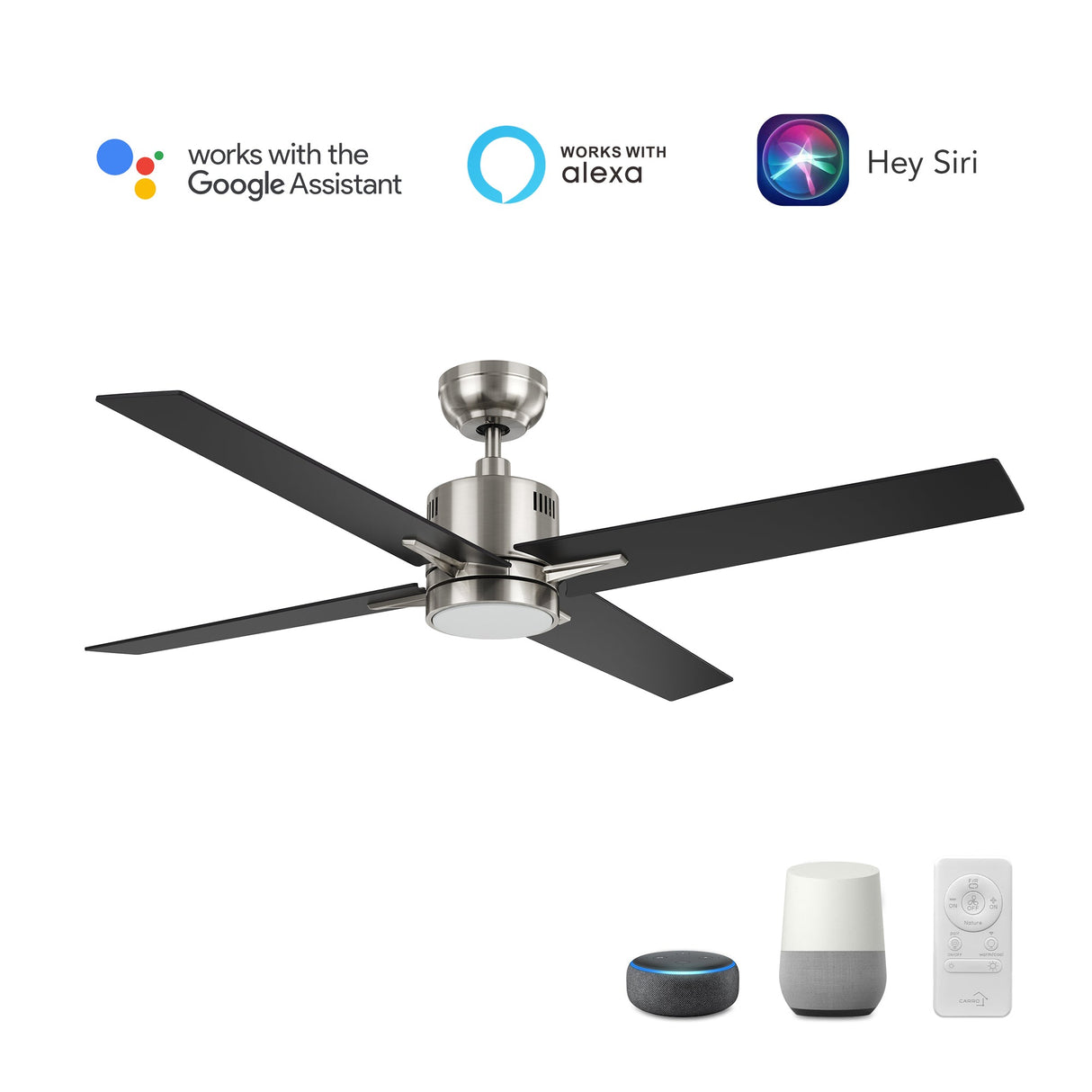 MONTGOMERY 52 In 4 Blade Smart Ceiling Fan With Integrated LED Lights With Google Home