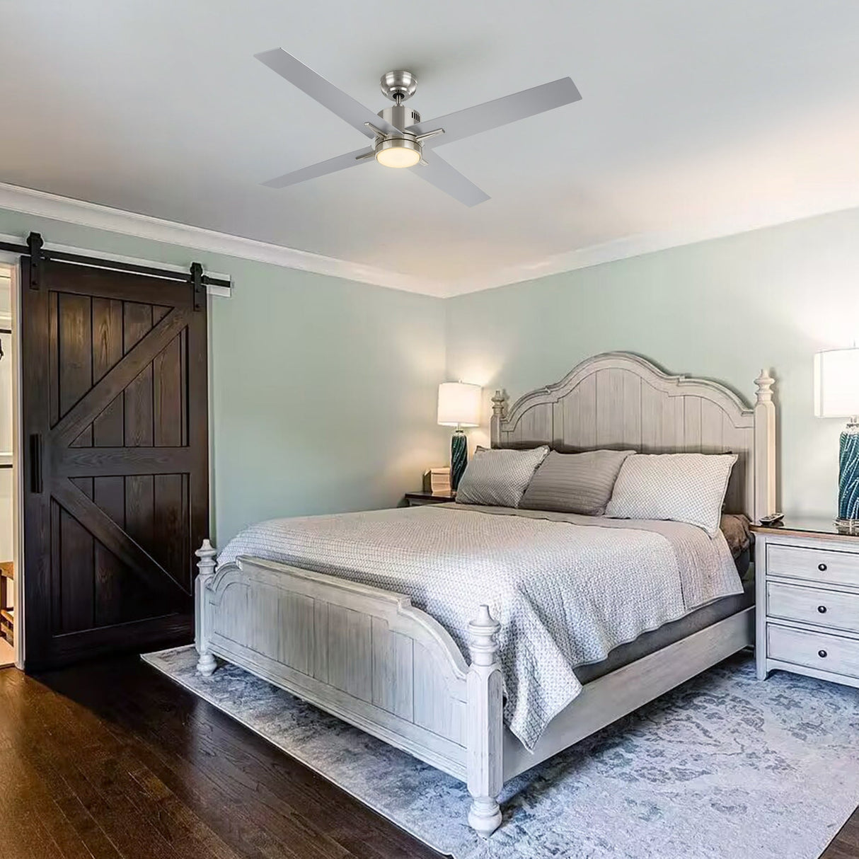 MONTGOMERY 52 In 4 Blade Smart Ceiling Fan With Integrated LED Lights With Google Home