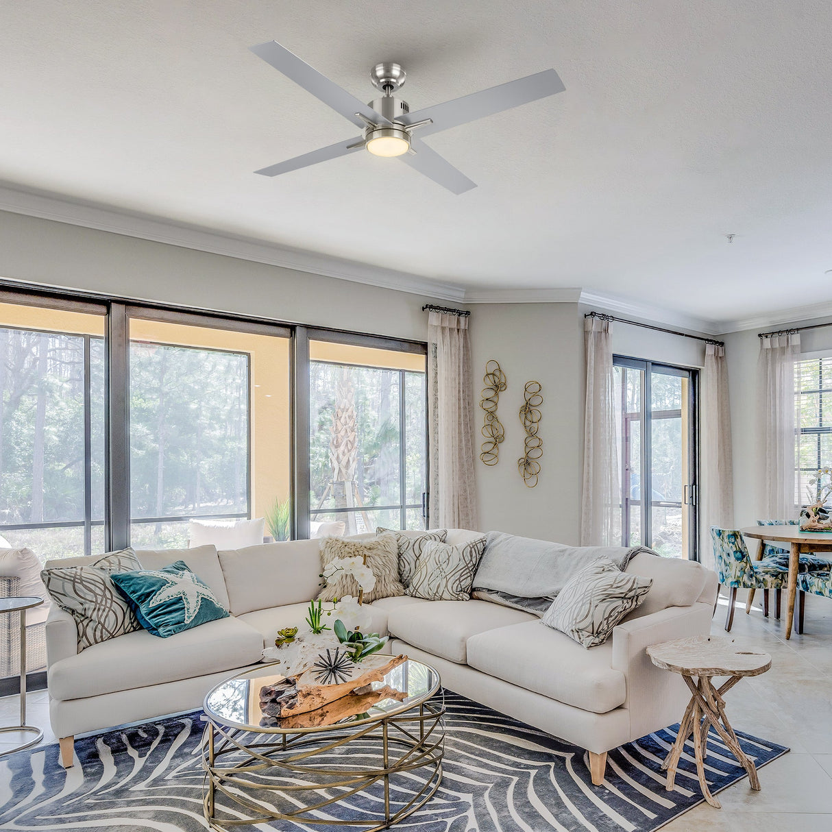 MONTGOMERY 52 In 4 Blade Smart Ceiling Fan With Integrated LED Lights With Google Home