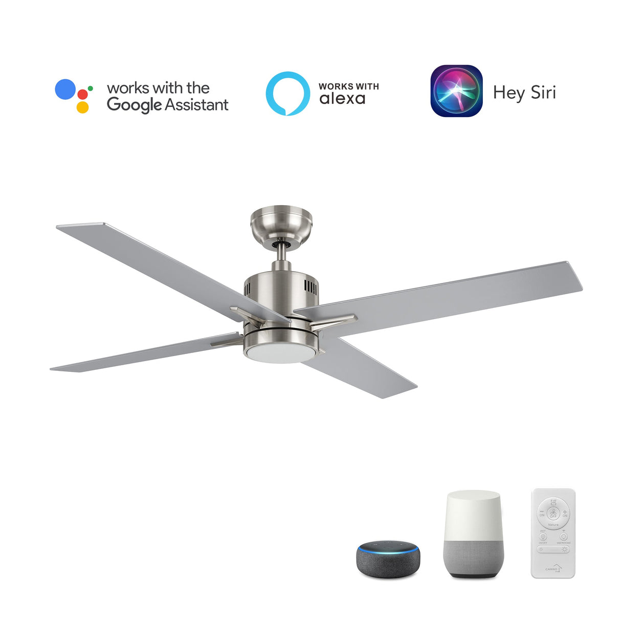 MONTGOMERY 52 In 4 Blade Smart Ceiling Fan With Integrated LED Lights With Google Home