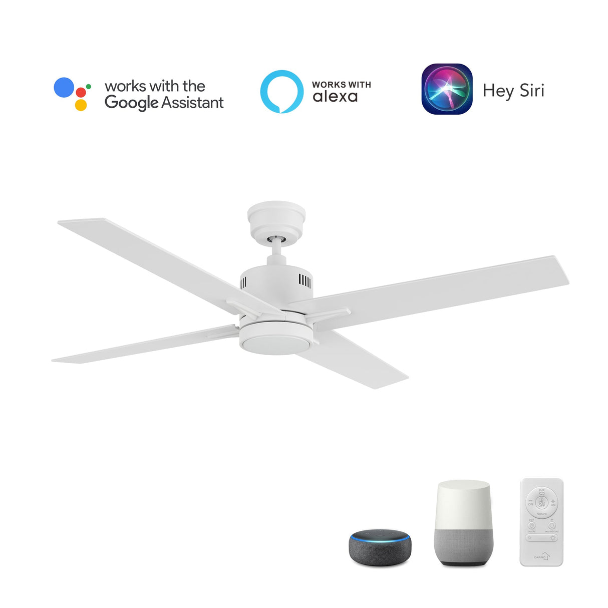 MONTGOMERY 52 In 4 Blade Smart Ceiling Fan With Integrated LED Lights With Google Home