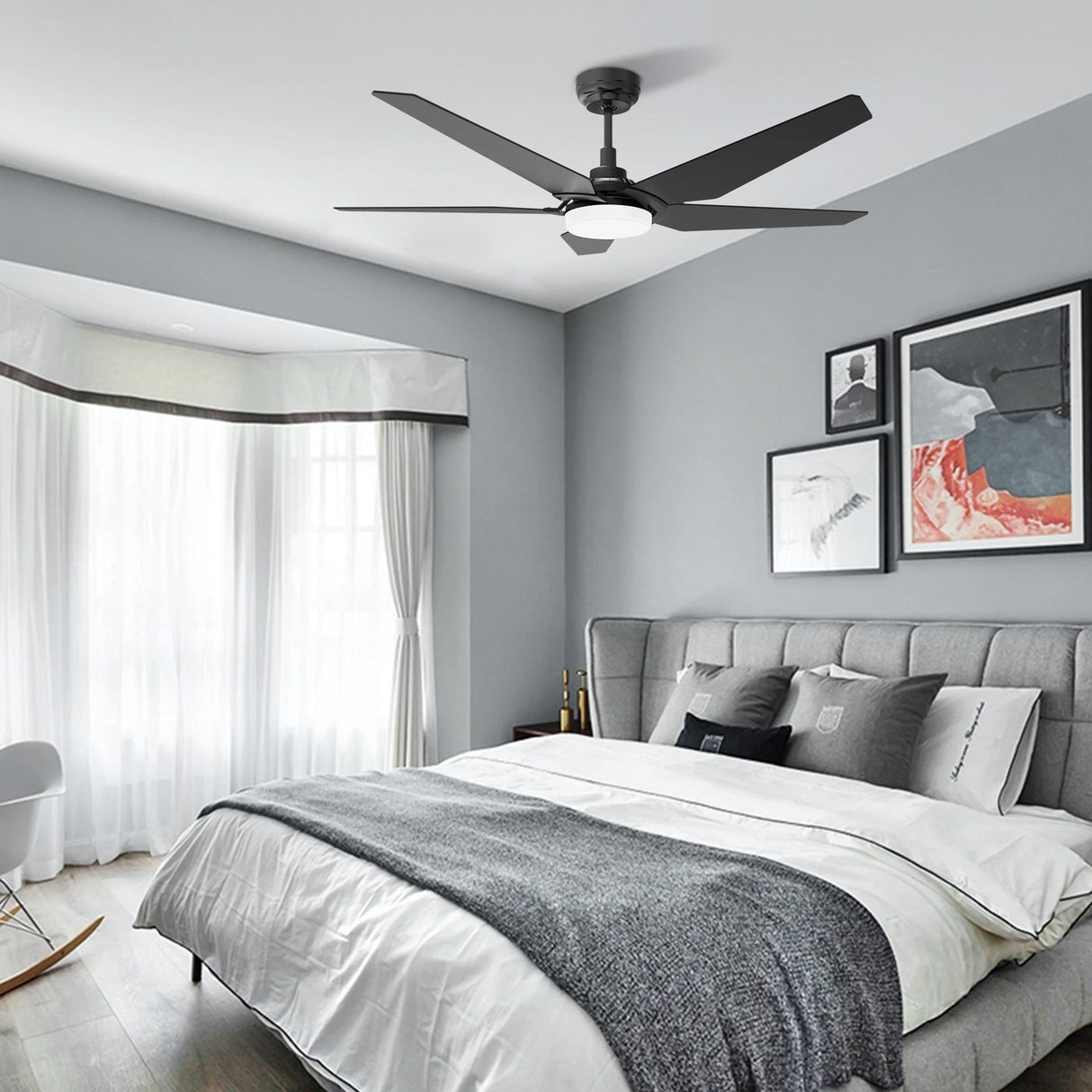 KAJ 52 In 5 Blade Smart Ceiling Fan With Integrated LED Lights With Google Home