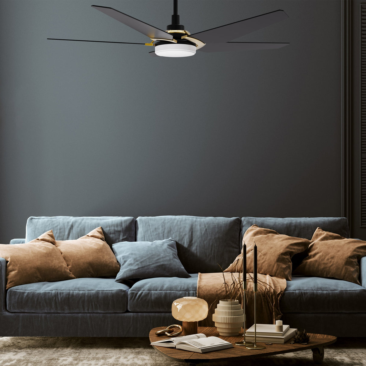 KAJ 52 In 5 Blade Smart Ceiling Fan With Integrated LED Lights With Google Home
