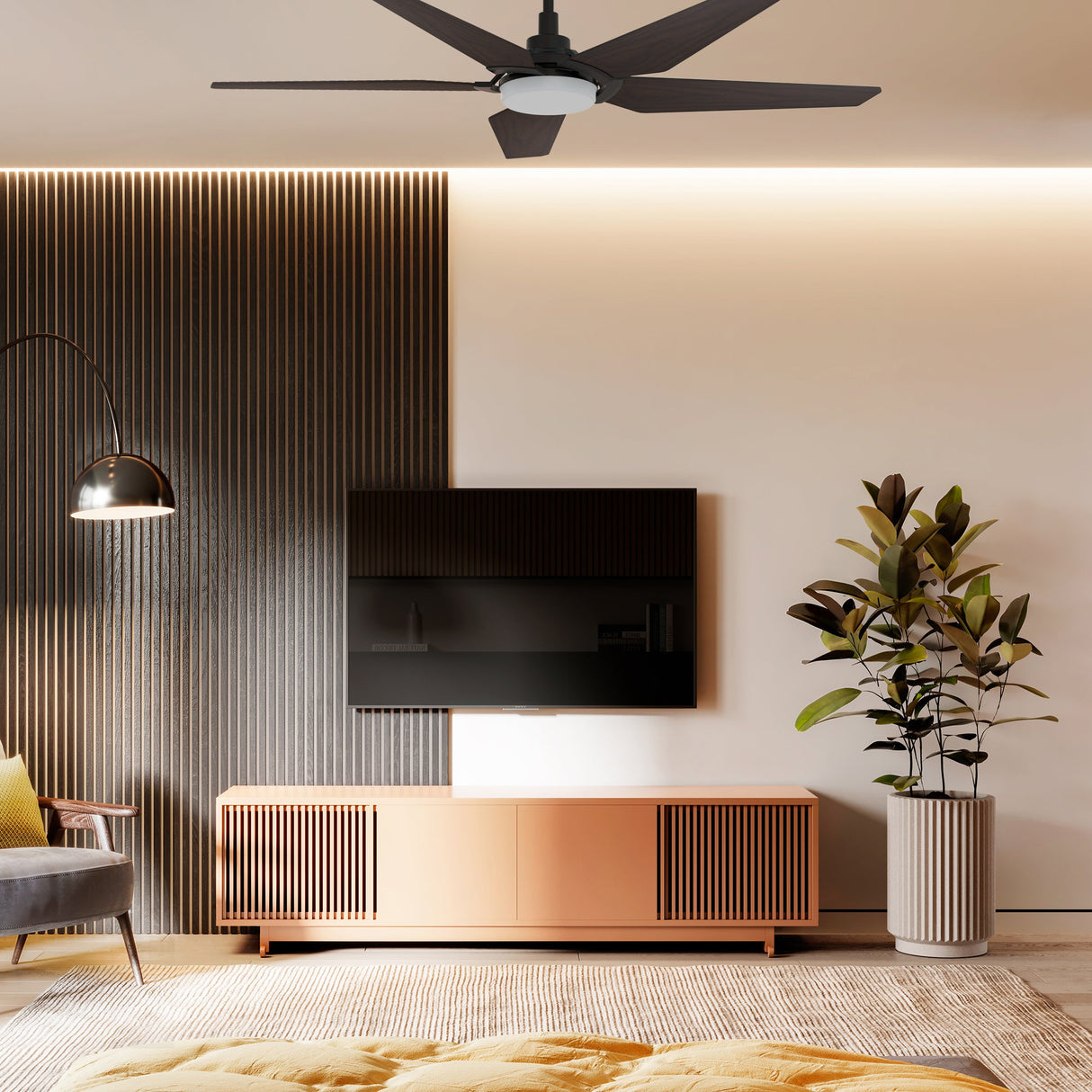 KAJ 52 In 5 Blade Smart Ceiling Fan With Integrated LED Lights With Google Home