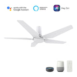 KAJ 52 inch 5-Blade Flush Mount Smart Ceiling Fan with LED Light & Remote