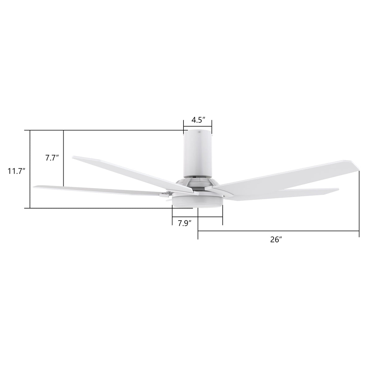 KAJ 52 inch 5-Blade Flush Mount Smart Ceiling Fan with LED Light & Remote