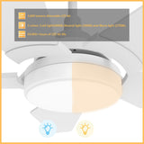 KAJ 52 In 5 Blade Smart Ceiling Fan With Integrated LED Lights With Google Home
