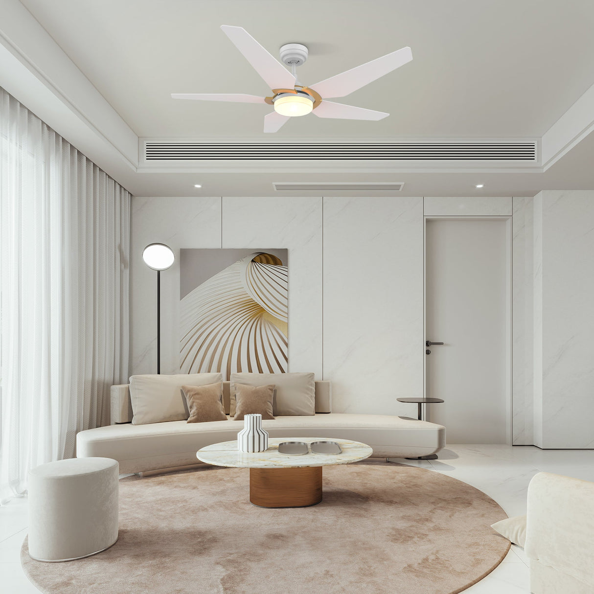 KAJ 52 In 5 Blade Smart Ceiling Fan With Integrated LED Lights With Google Home