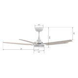 KAJ 52 In 5 Blade Smart Ceiling Fan With Integrated LED Lights With Google Home
