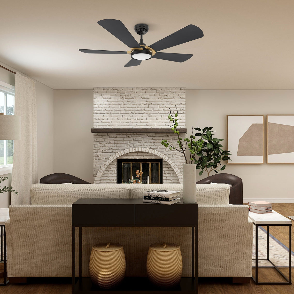 BRISA 52 In 5 Blade Smart Ceiling Fan With Integrated LED Lights With Google Home