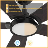 BRISA 52 In 5 Blade Smart Ceiling Fan With Integrated LED Lights With Google Home