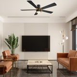 STOCKTON 52 inch 5-Blade Flush Mount Smart Ceiling Fan with LED Light & Remote