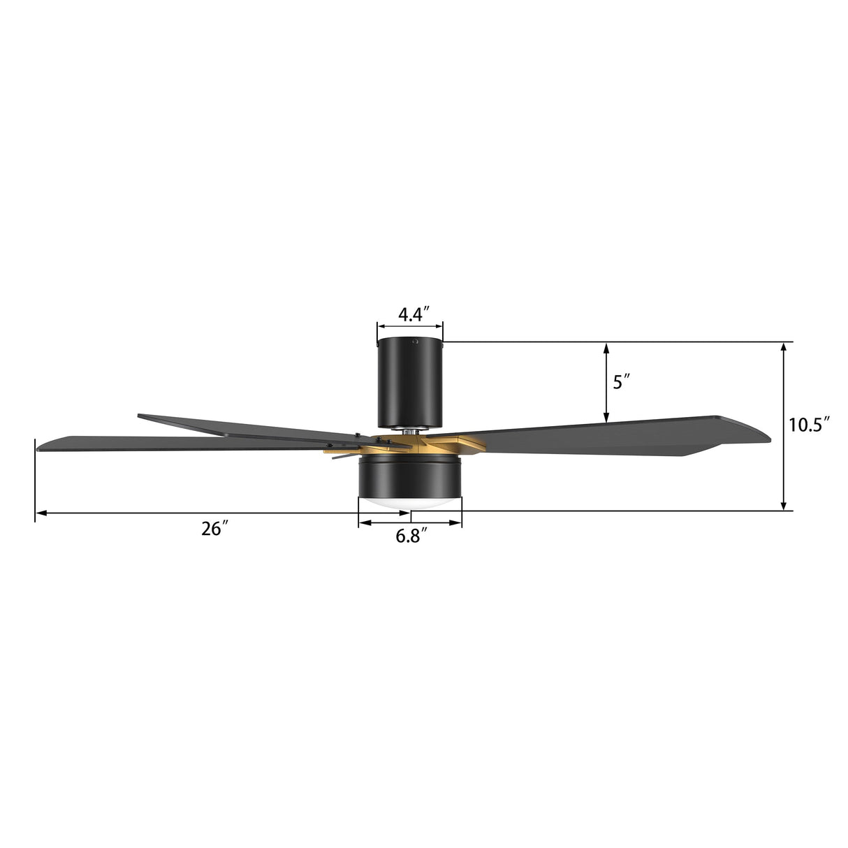 STOCKTON 52 inch 5-Blade Flush Mount Smart Ceiling Fan with LED Light & Remote