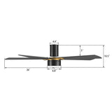 STOCKTON 52 inch 5-Blade Flush Mount Smart Ceiling Fan with LED Light & Remote