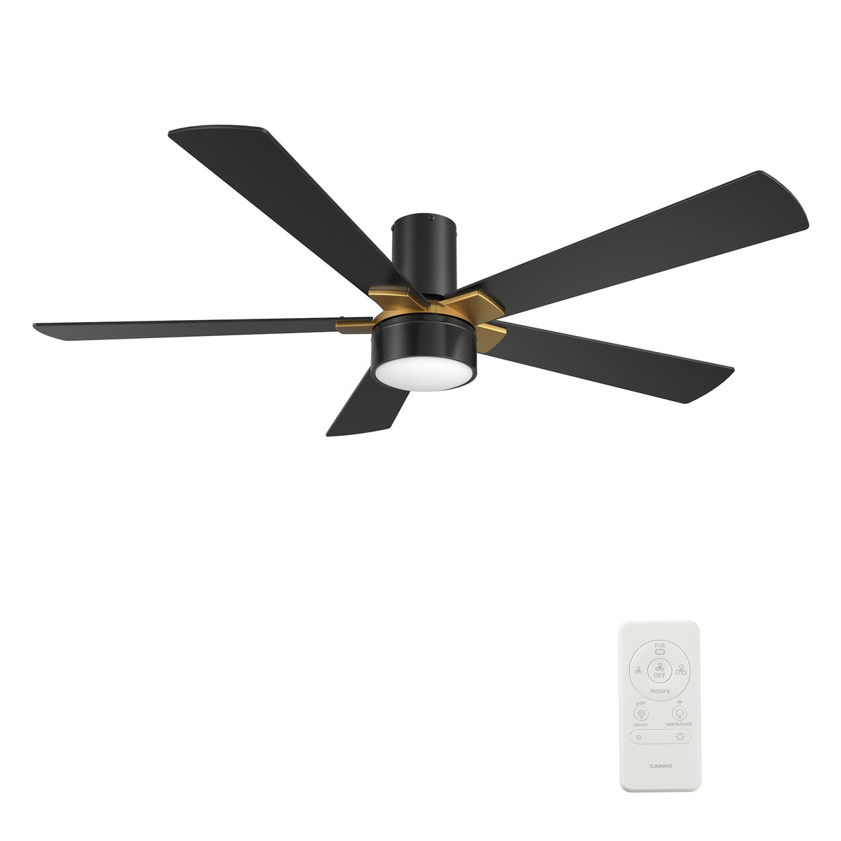 STOCKTON 52 inch 5-Blade Flush Mount Smart Ceiling Fan with LED Light & Remote