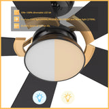 SAVILI 52 In 5 Blade Smart Ceiling Fan With Integrated LED Lights With Google Home