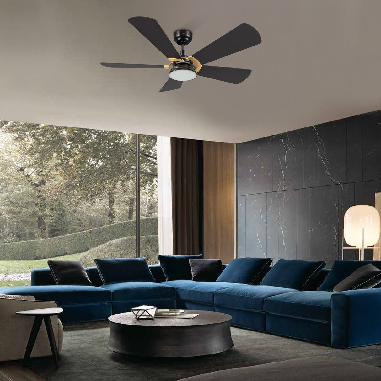 SAVILI 52 In 5 Blade Smart Ceiling Fan With Integrated LED Lights With Google Home