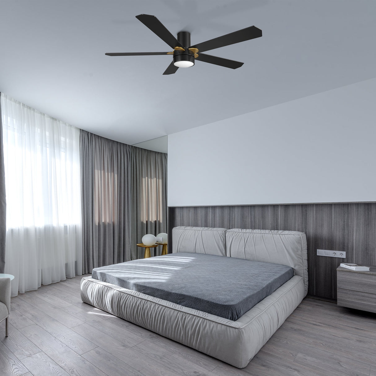 TARRASA 52 inch 5-Blade Flush Mount Smart Ceiling Fan with LED Light & Remote