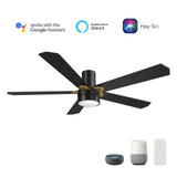 TARRASA 52 inch 5-Blade Flush Mount Smart Ceiling Fan with LED Light & Remote