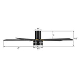 TARRASA 52 inch 5-Blade Flush Mount Smart Ceiling Fan with LED Light & Remote