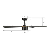 TARRASA 52 In 5 Blade Smart Ceiling Fan With Integrated LED Lights With Google Home