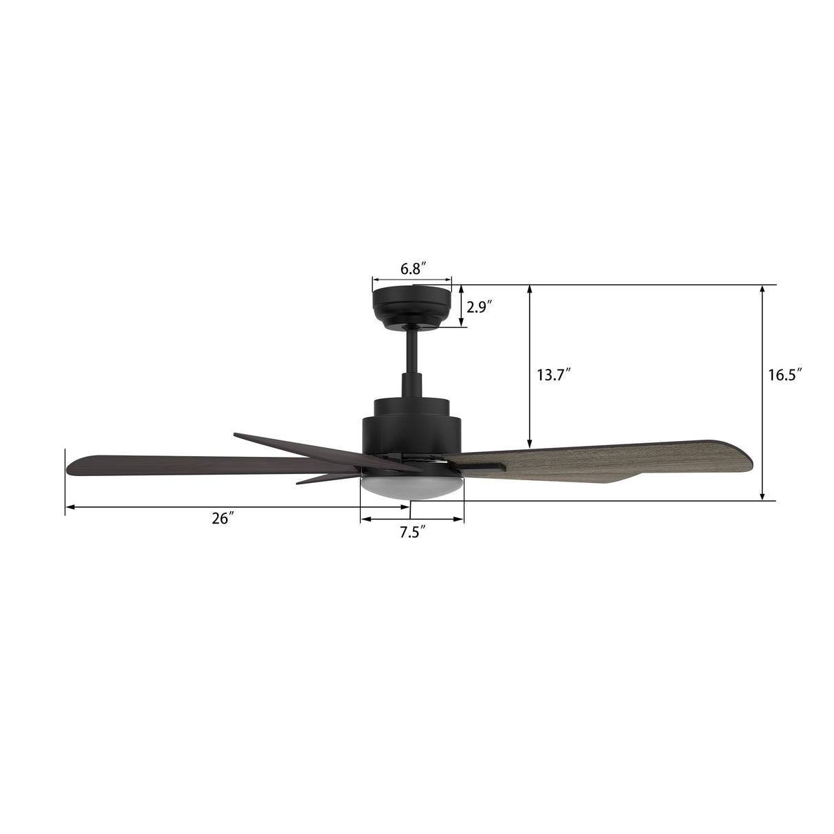 OLINDA 52 In 5 Blade Smart Ceiling Fan With Integrated LED Lights With Google Home