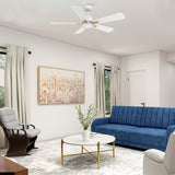 OLINDA 52 In 5 Blade Smart Ceiling Fan With Integrated LED Lights With Google Home