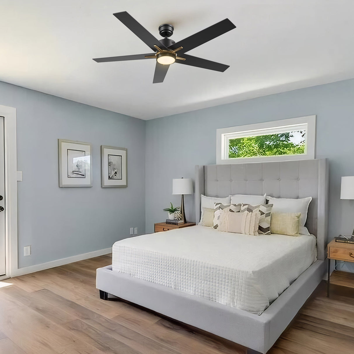 MONTGOMERY 52 In 5 Blade Smart Ceiling Fan With Integrated LED Lights With Google Home