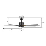 MONTGOMERY 52 In 5 Blade Smart Ceiling Fan With Integrated LED Lights With Google Home