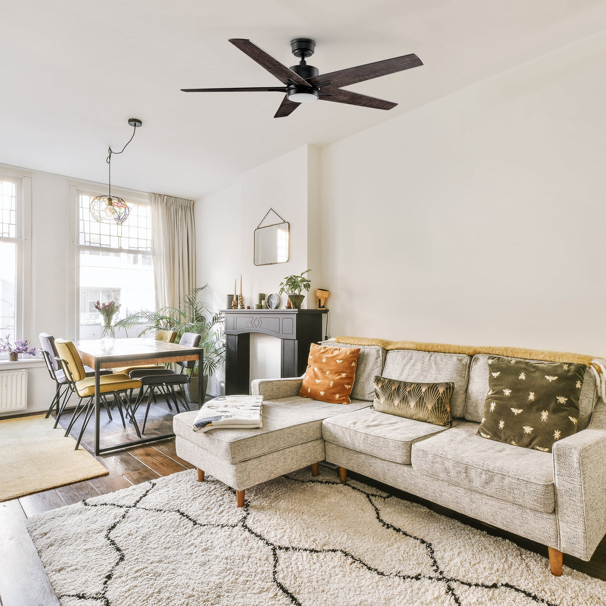 MONTGOMERY 52 In 5 Blade Smart Ceiling Fan With Integrated LED Lights With Google Home