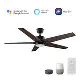 MONTGOMERY 52 In 5 Blade Smart Ceiling Fan With Integrated LED Lights With Google Home