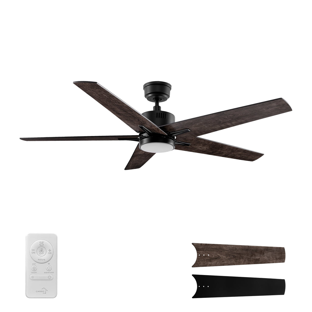 MONTGOMERY 52 In 5 Blade Smart Ceiling Fan With Integrated LED Lights With Google Home