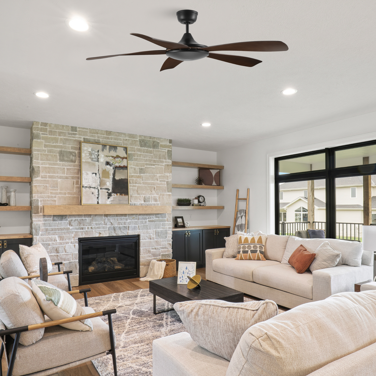 SALEM 52 In 5 Blade Smart Ceiling Fan Without  LED  Lights With Google Home