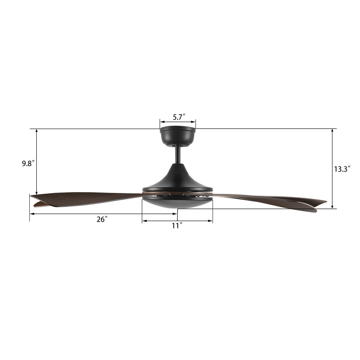 SALEM 52 In 5 Blade Smart Ceiling Fan Without  LED  Lights With Google Home