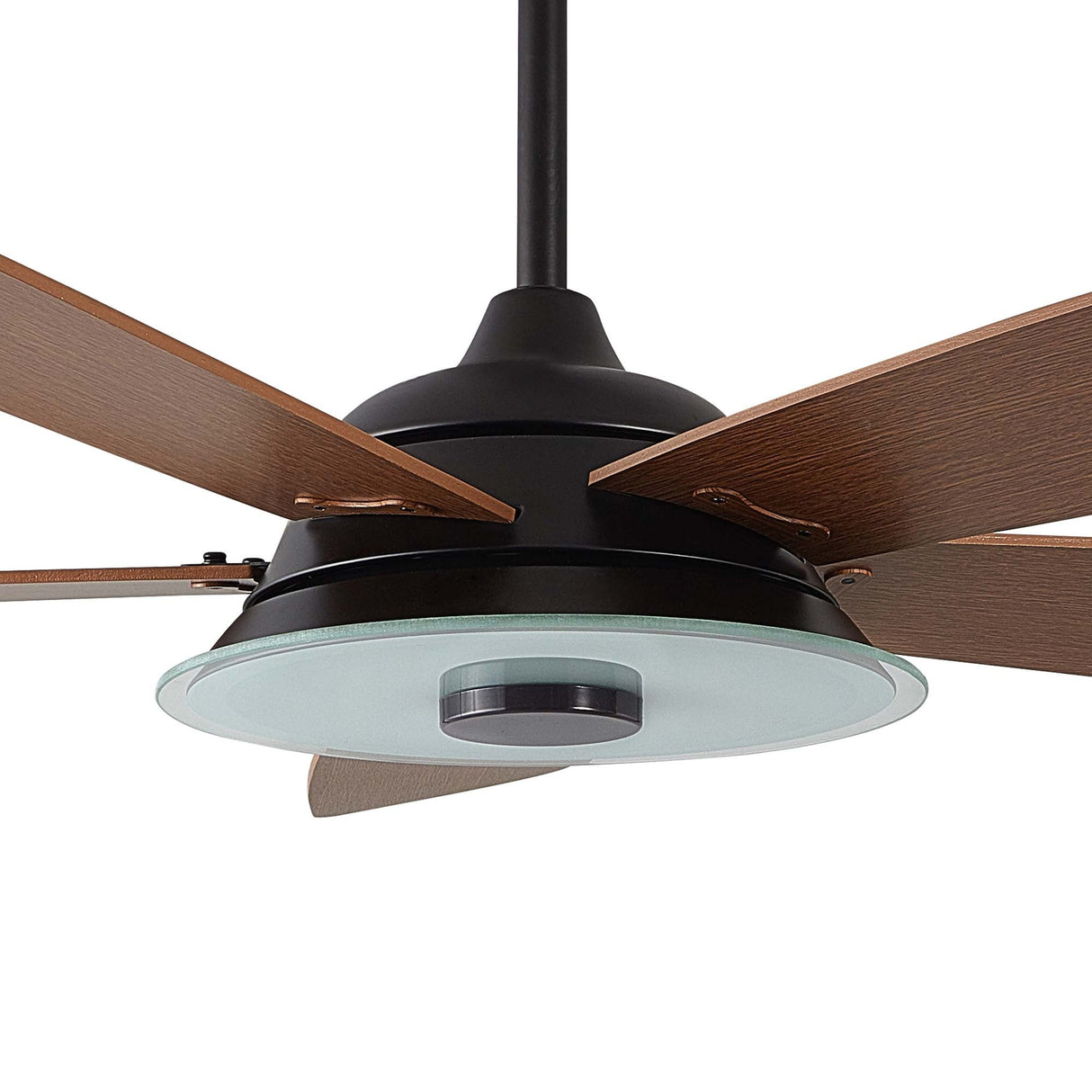 Journey 52 Inch 5 Blade Smart Ceiling Fan With Led Light Kit Remote Black Fine Wood Grain