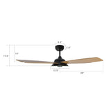 Journey 52 Inch 5 Blade Smart Ceiling Fan With Led Light Kit Remote Black Fine Wood Grain