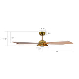 Journey 52 Inch 5 Blade Smart Ceiling Fan With Led Light Kit Remote Gold Wood Grain