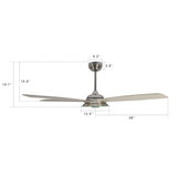 Journey 52 Inch 5 Blade Smart Ceiling Fan With Led Light Kit Remote Silver Light Wood