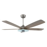 Journey 52 Inch 5 Blade Smart Ceiling Fan With Led Light Kit Remote Silver Light Wood